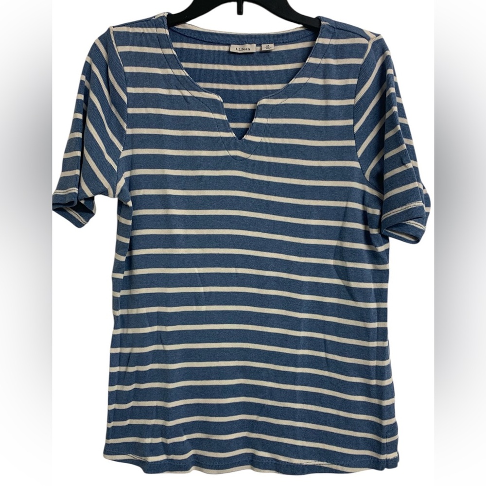 L.L. Bean M Rib-knit‎ Cotton Nautical Outdoor Strip Top